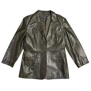 INC Vintage Leather Blazer Coat Size 12 Minimalist Capsule Wardrobe